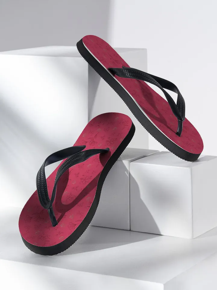 Gold Leaves and Chocolate Flowers on Magenta Flip-Flops product image (2)