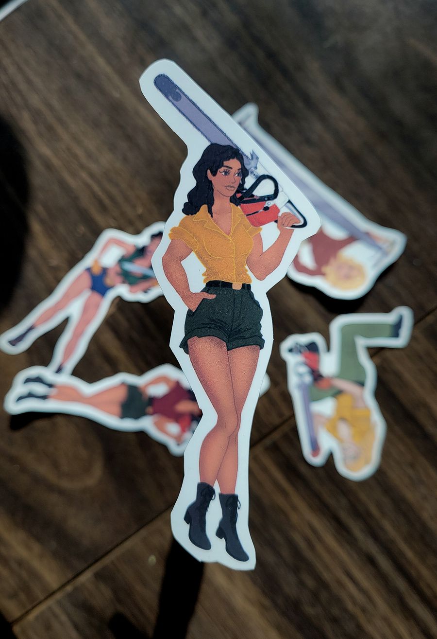 Brunette Chainsaw Wildland Yellows Pinup Sticker product image (1)