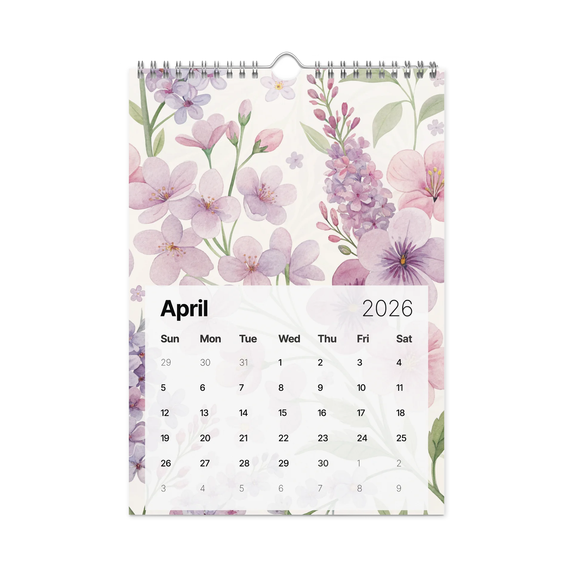 Floral Dreams – Elegant Gouache Pattern Wall Calendar 2026 product image (1)