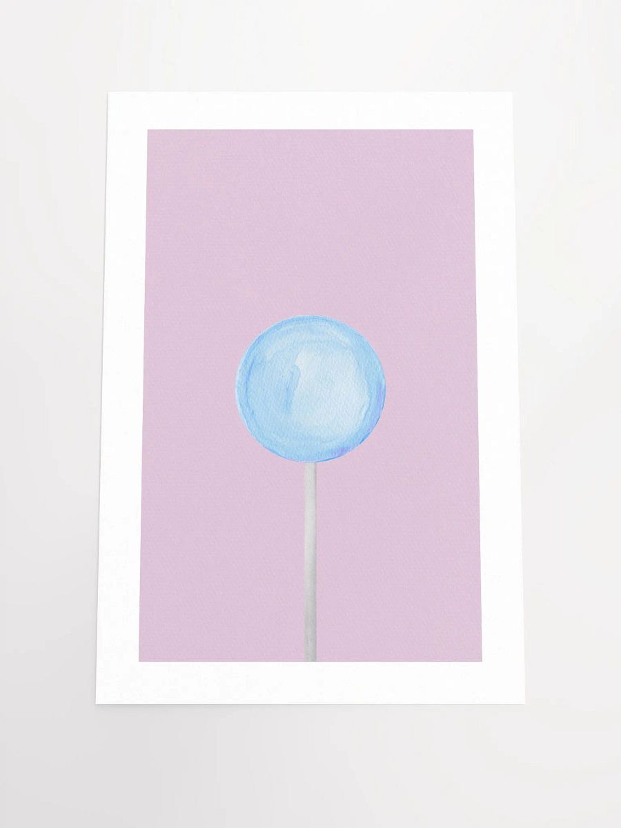 Minimalist Blue Lollipop on Lavender Background Wall Art product image (1)