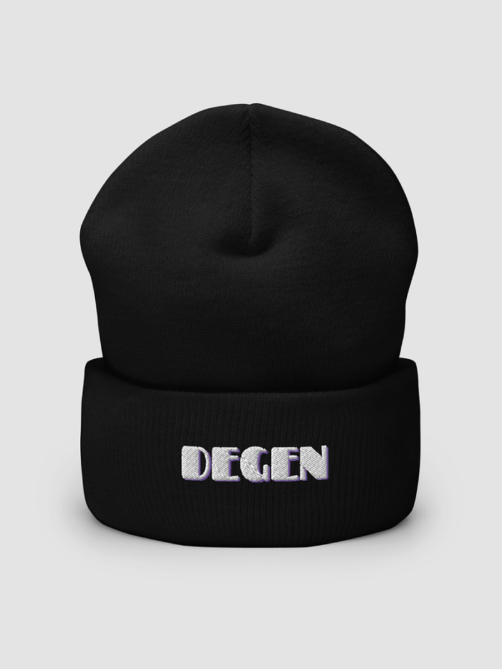 'DEGEN' Cuffed Embroidered Beanie (Purple Outline) product image (1)