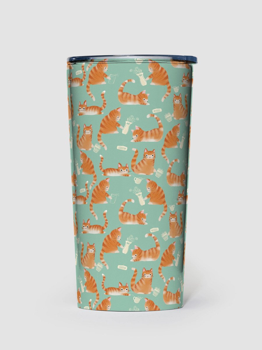 Bad Orange Tabby Cats Knocking Stuff Over Tumbler, Green product image (1)