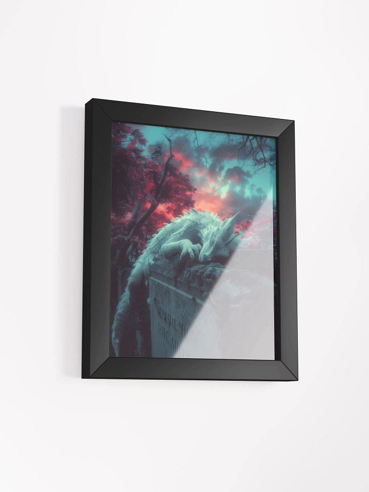 White dragon on a tomb - Framed High Quality Matte Poster product image (10)