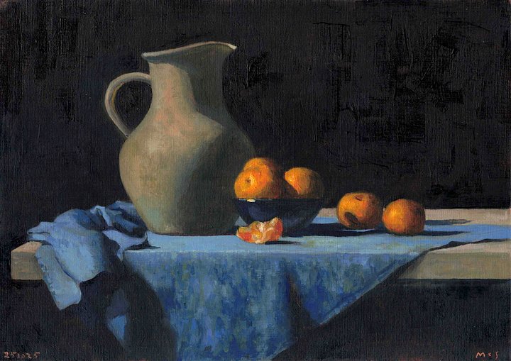 251025 Pitcher and Mandarins Study Original Artwork product image (1)
