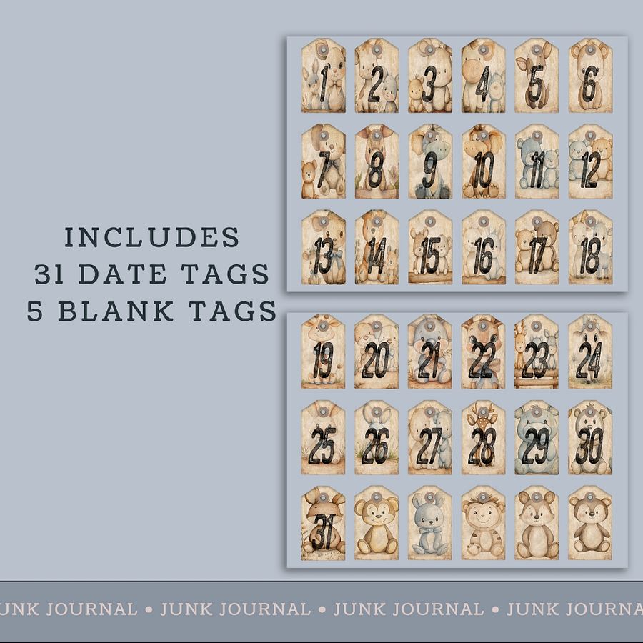 Nursery Animals - Printable Dated Tags V8 product image (2)
