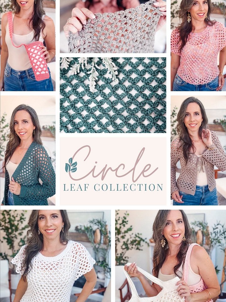 Circle Leaf Crochet Pattern Collection | 3 Garments + 2 Bonus Pattern | Size Inclusive XS-5X | 2 Guides Included product image (1)