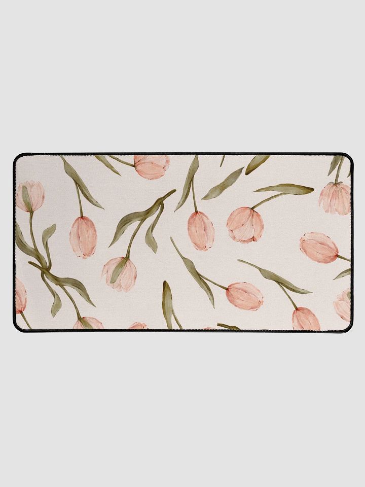 Pink Tulips desktop mat for keyboard and mouse product image (1)