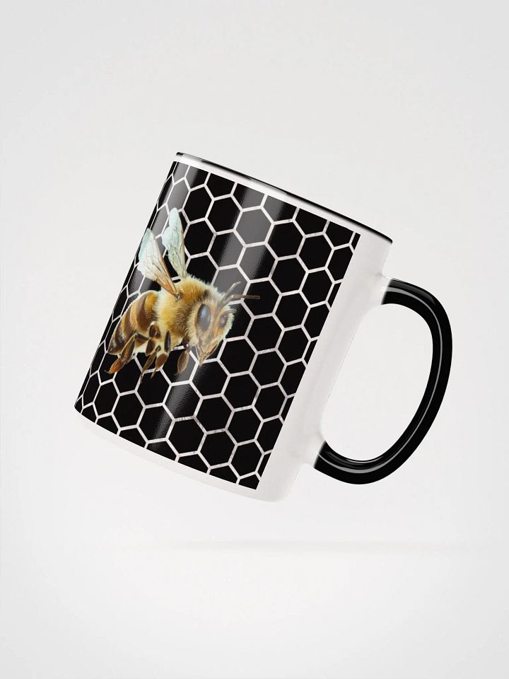 Bees IN Flight On Black Hexagonal Pattern Mug product image (2)