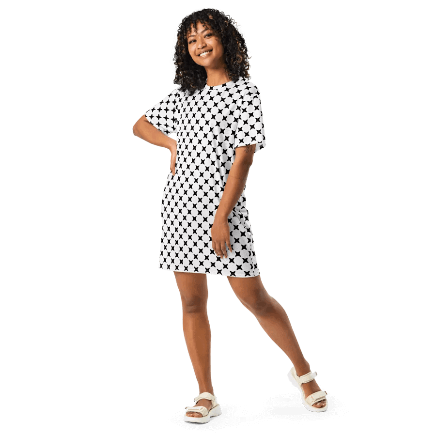 Cool Abstract Black Crosses on a White Background T Shirt Dress product image (8)