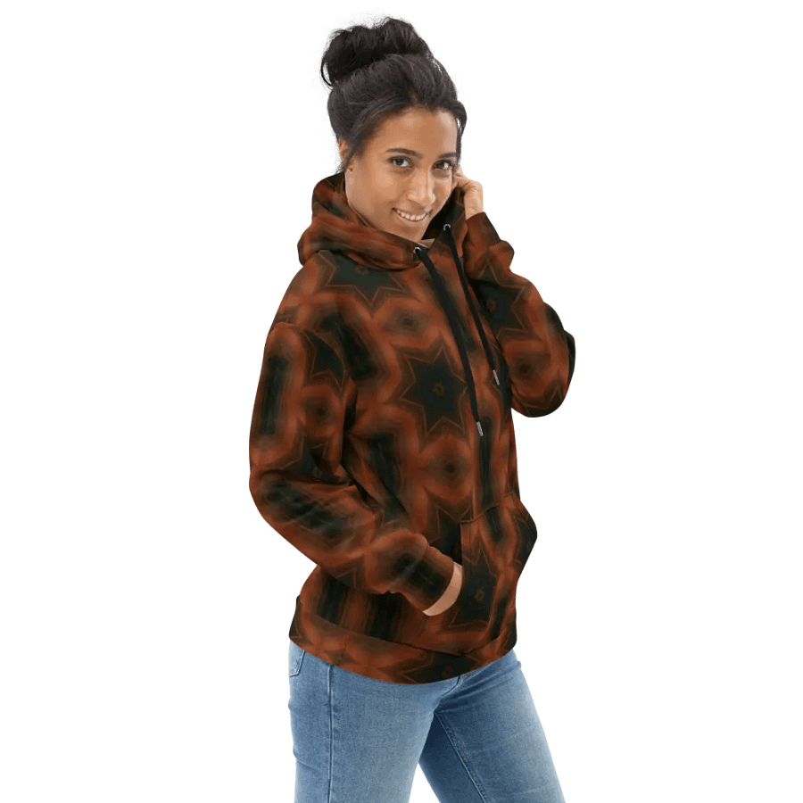 Abstract Dark Burgundy Star Repeating Unisex All Over Print Hoodie product image (5)