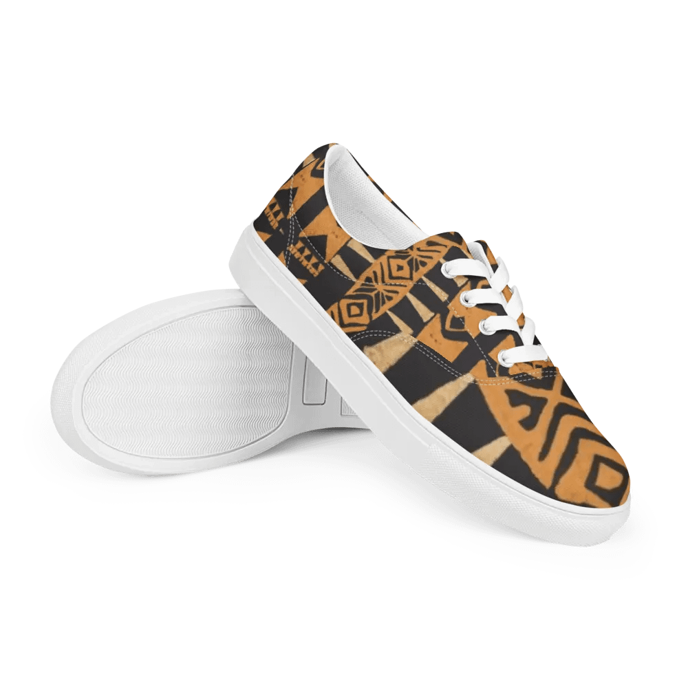 Women's African-Inspired Brown/Black Lace-up Canvas Shoes product image (10)