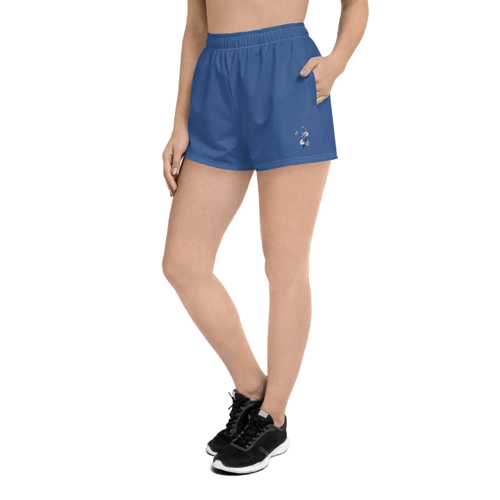 Women's Athletic Shorts, Blue Flowers product image (2)