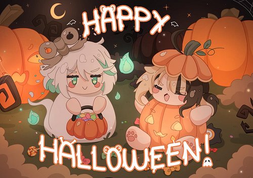 Happy Halloween!! 🎃👻 #halloweenart #ceciliaimmergreen #gigimurin #hololiveart #holojustice #chibiart #animeart #hololiveen