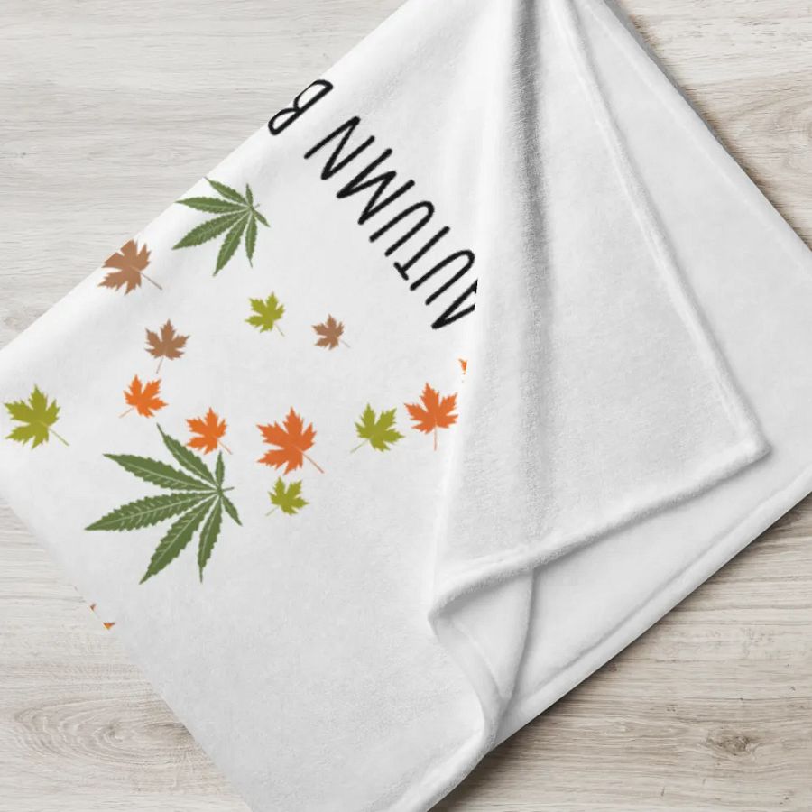 Autumn Breeze & Cannabis Leaves Throw Blanket product image (5)