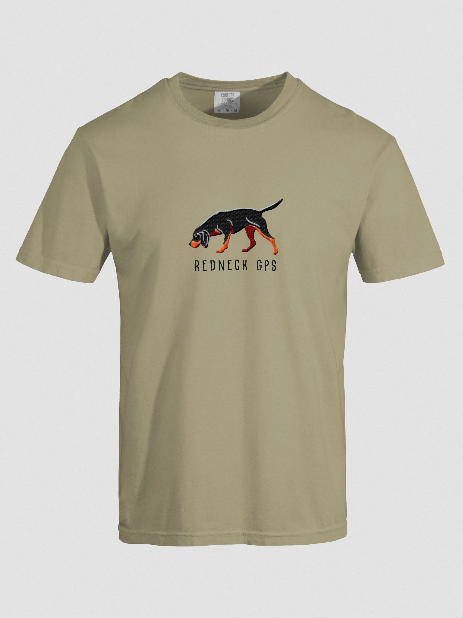 Redneck GPS T-Shirt(Embroidered) of a Black & Tan Coonhound product image (10)