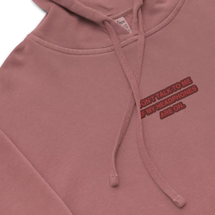 HEADPHONES ON (cherry design) embroidered pigment hoodie product image (1)