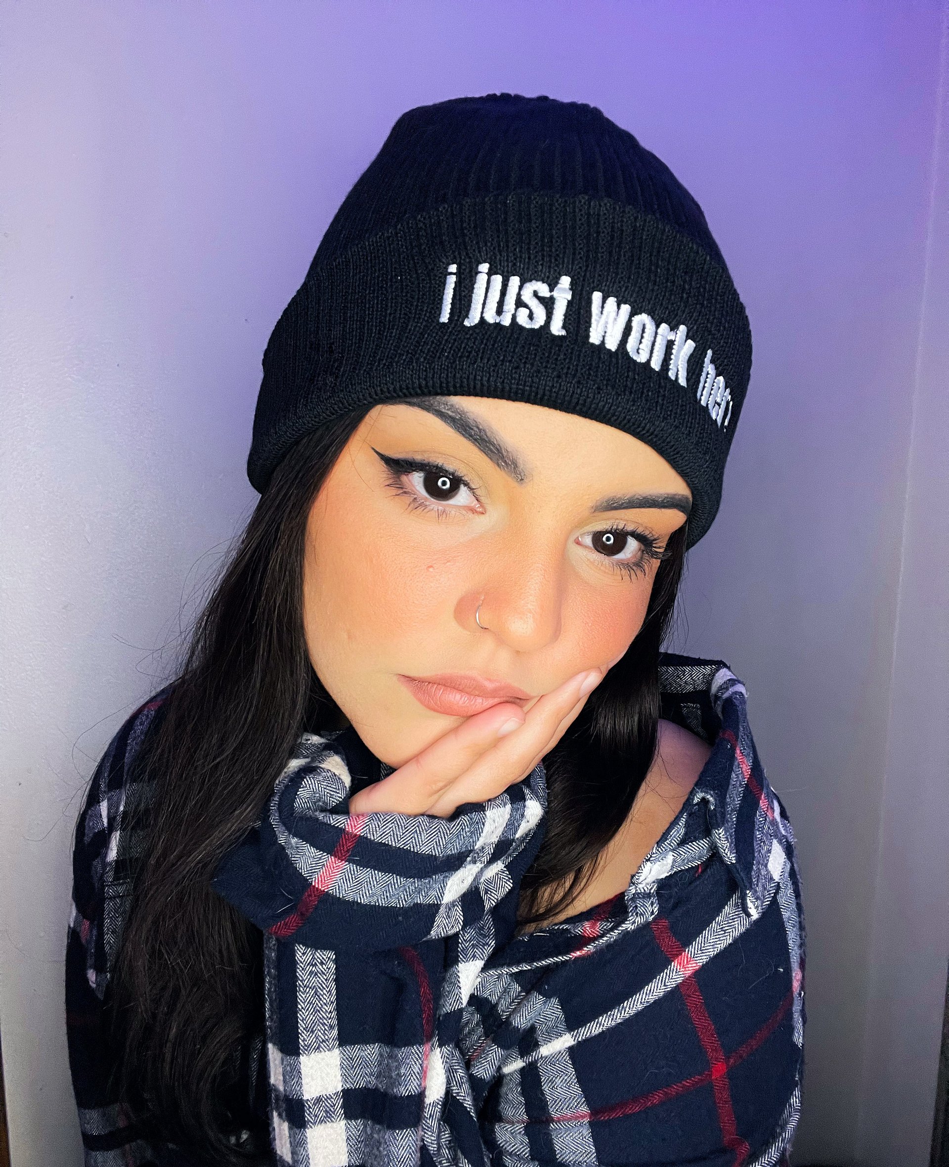 i just work here beanie product image (1)