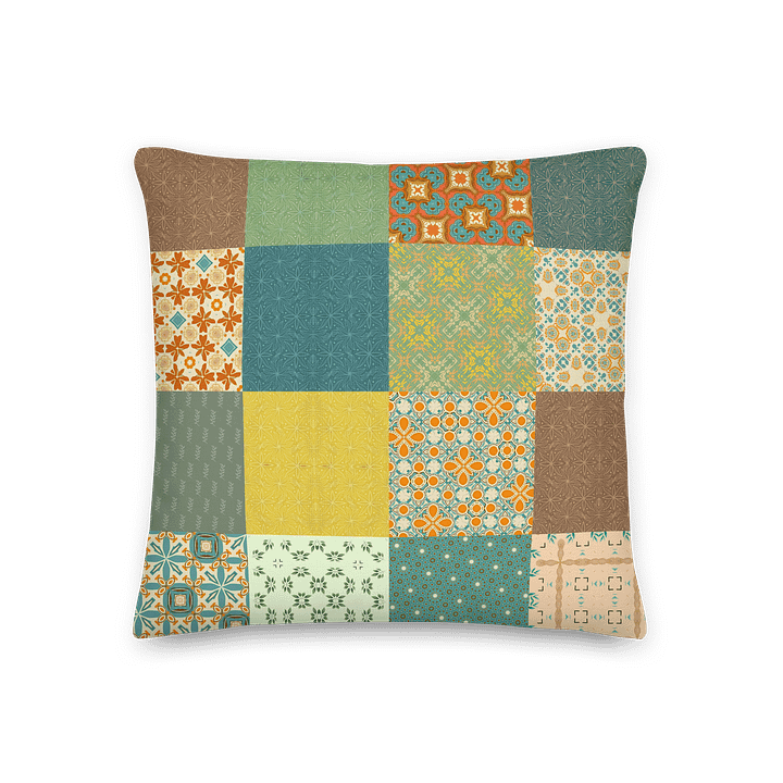 Boho Patchwork Pattern Pillow – Retro Style Throw Pillow with Vintage-Inspired Design product image (2)