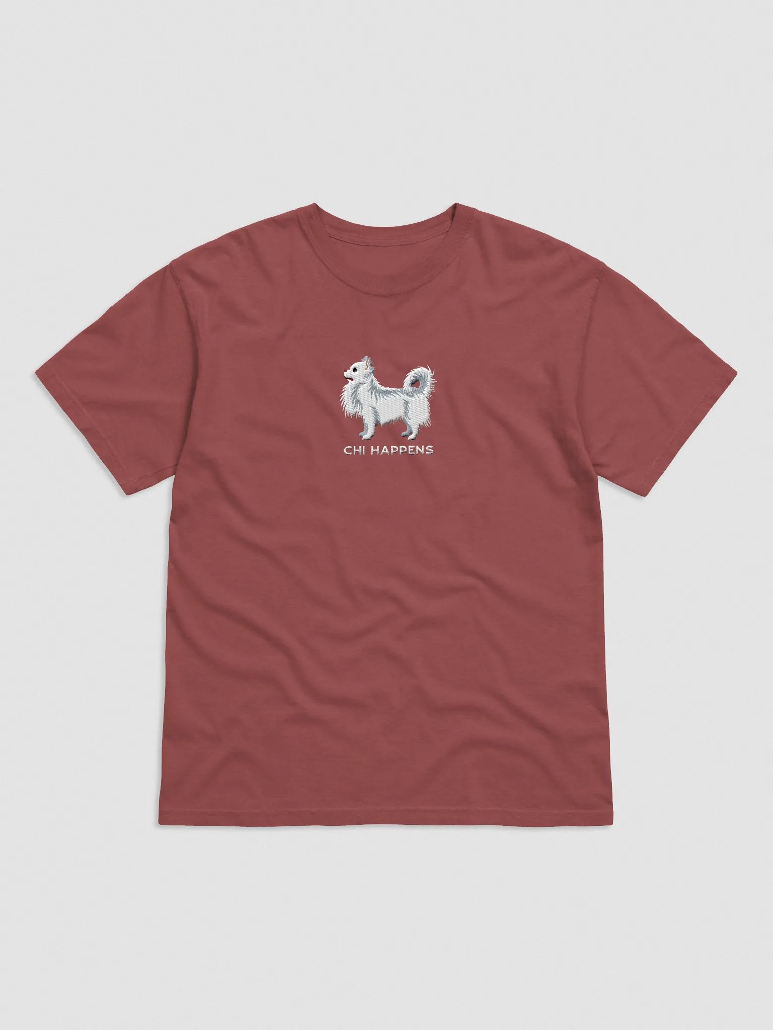 Chi Happens T-Shirt(Embroidered) of a Longhaired Chihuahua(White) product image (4)