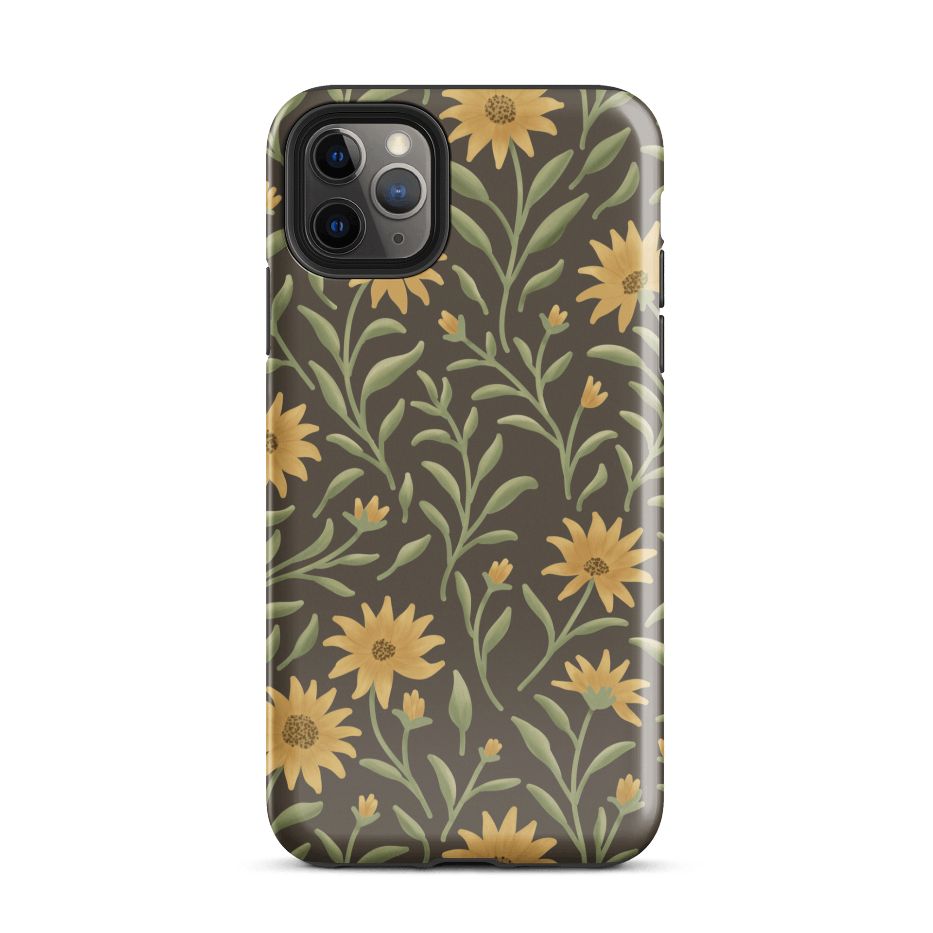 Golden field tough case for iPhone. Elegant botanical floral design on dark background product image (2)