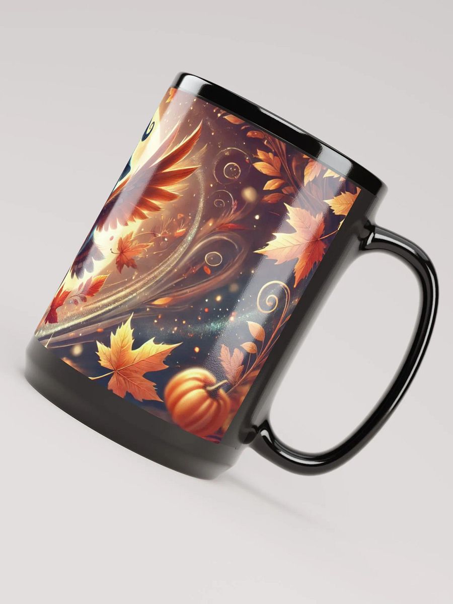 Magical Forest Owl Coffee Cup - 15 oz Glossy Black Mug product image (5)