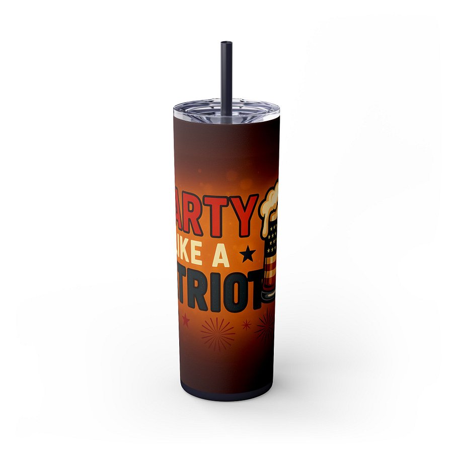4th of July Tumbler Wrap - Party Like a Patriot 20oz Sublimation PNG | Independence Day Beer Mug Tumbler Design | Digital Download product image (4)