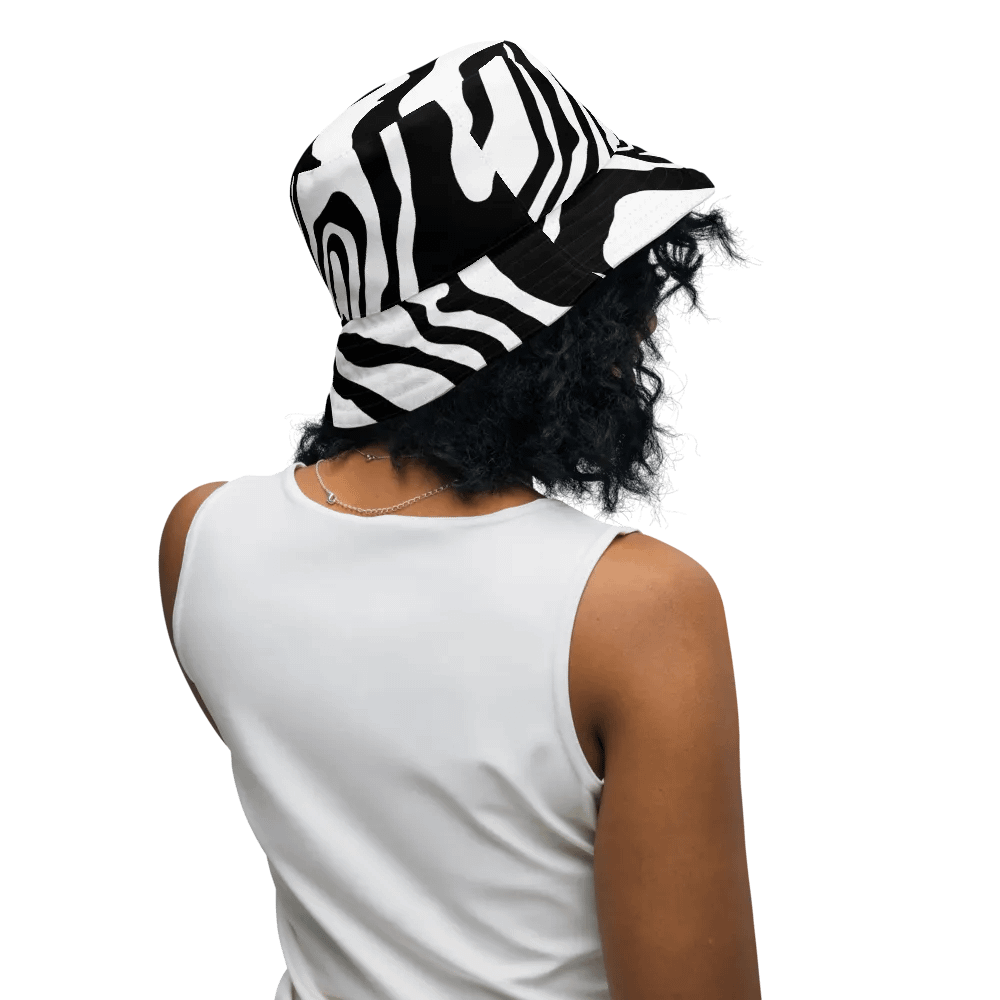 Flowing B/W Monochrome Reversible Bucket Hat product image (7)