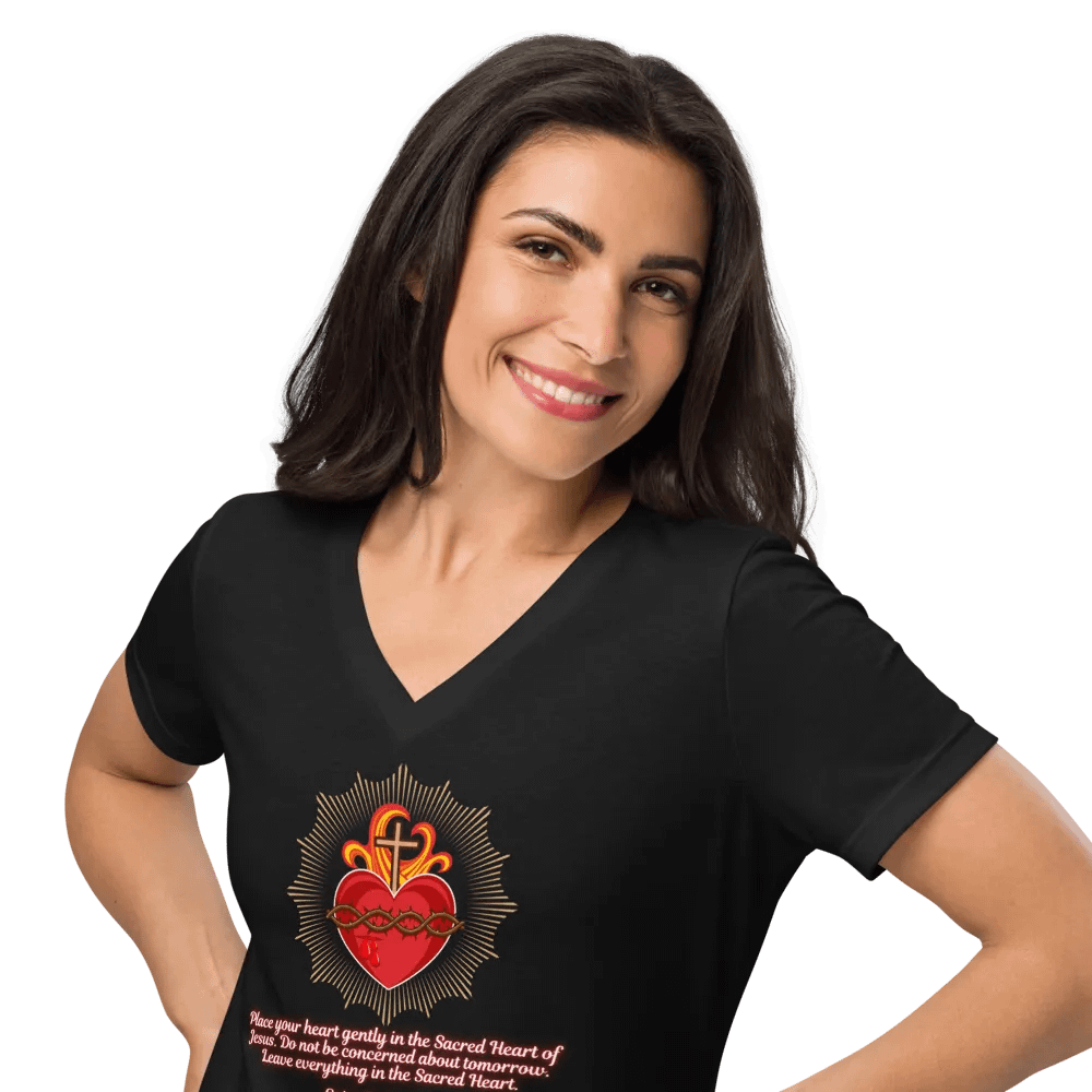 Sacred Heart of Jesus Relaxed V-Neck Tee product image (10)