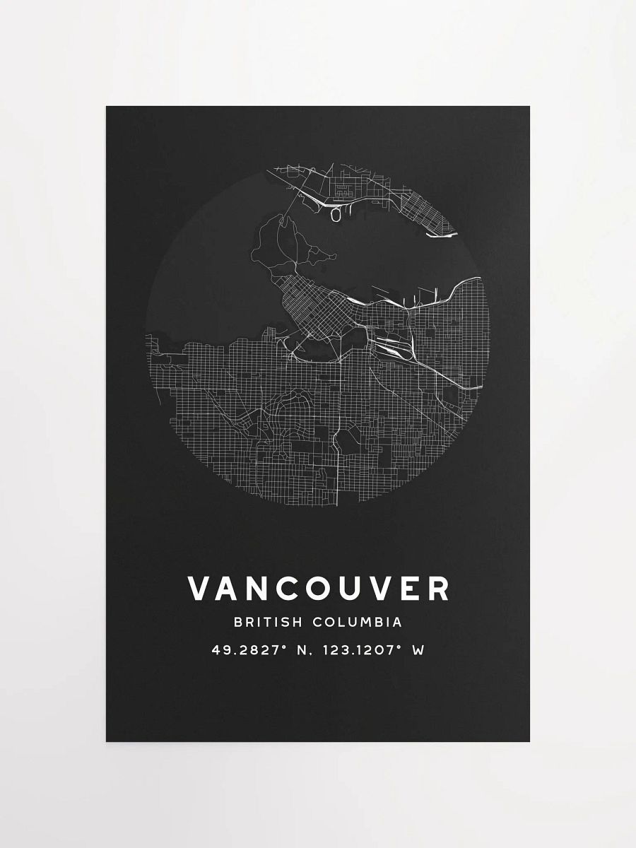 Vancouver Street Map Poster – Black Minimalist Circular City Art product image (4)