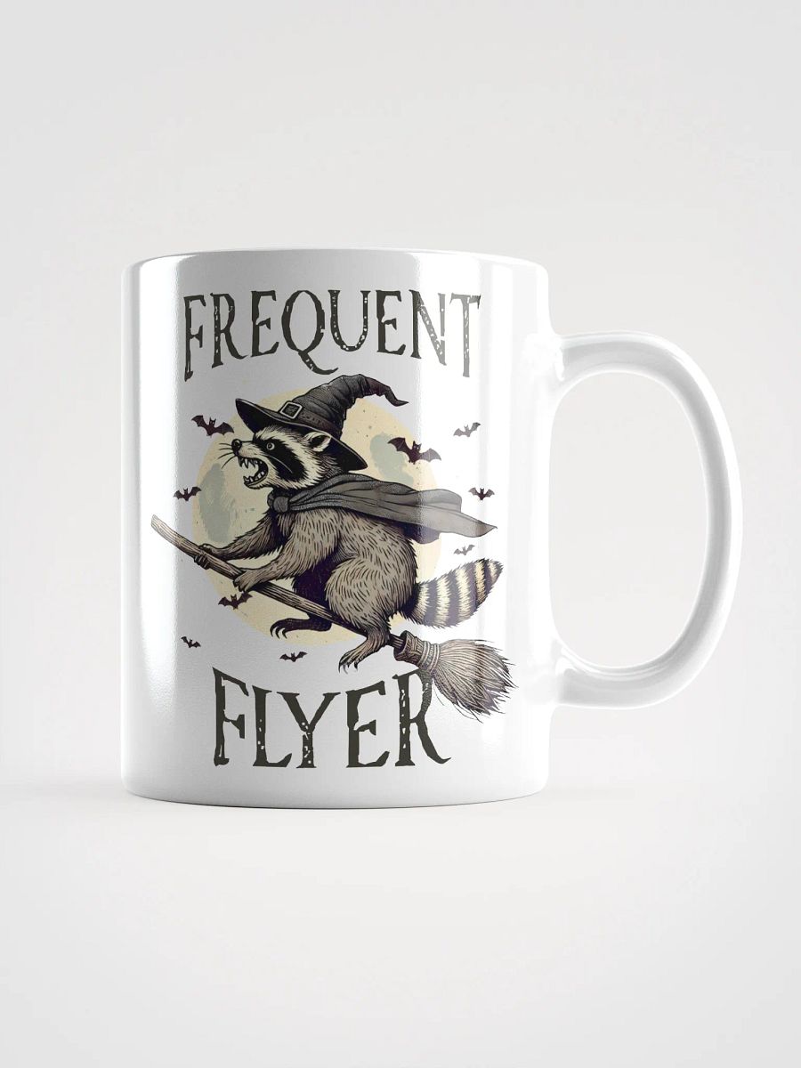 Frequent Flyer Raccoon Witch White Glossy Mug product image (3)