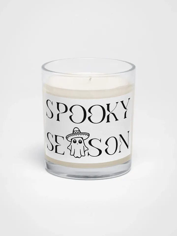 Spooky Season Sombrero Ghost Monochrome Soy Wax Glass Jar Candle product image (1)