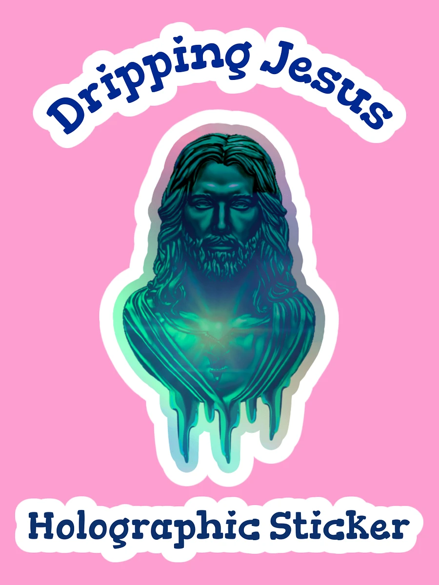 Blue Dripping Jesus Holographic Sticker product image (1)