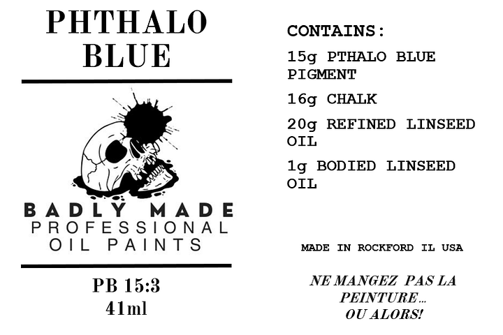 BADLY MADE PROFESSIONAL OIL PAINT PHTHALO BLUE PB 15:3 product image (2)