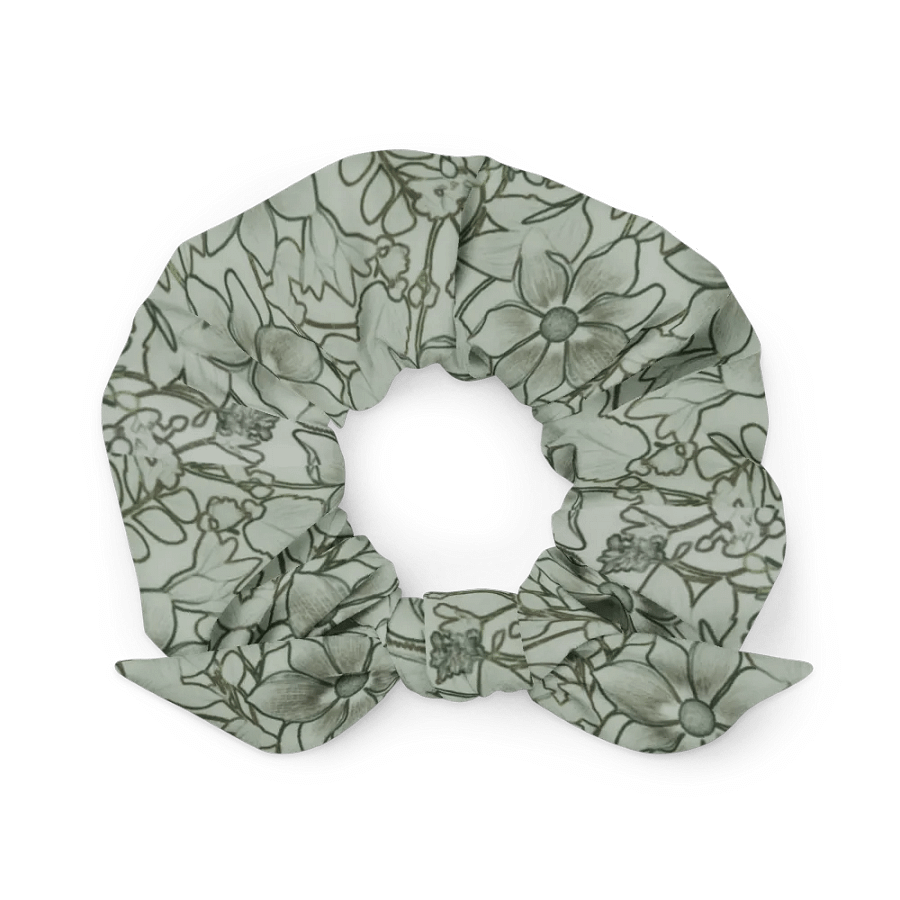 Line art Green and Lightgreen Floral/All-Over Print Scrunchie by Sublicolor product image (4)