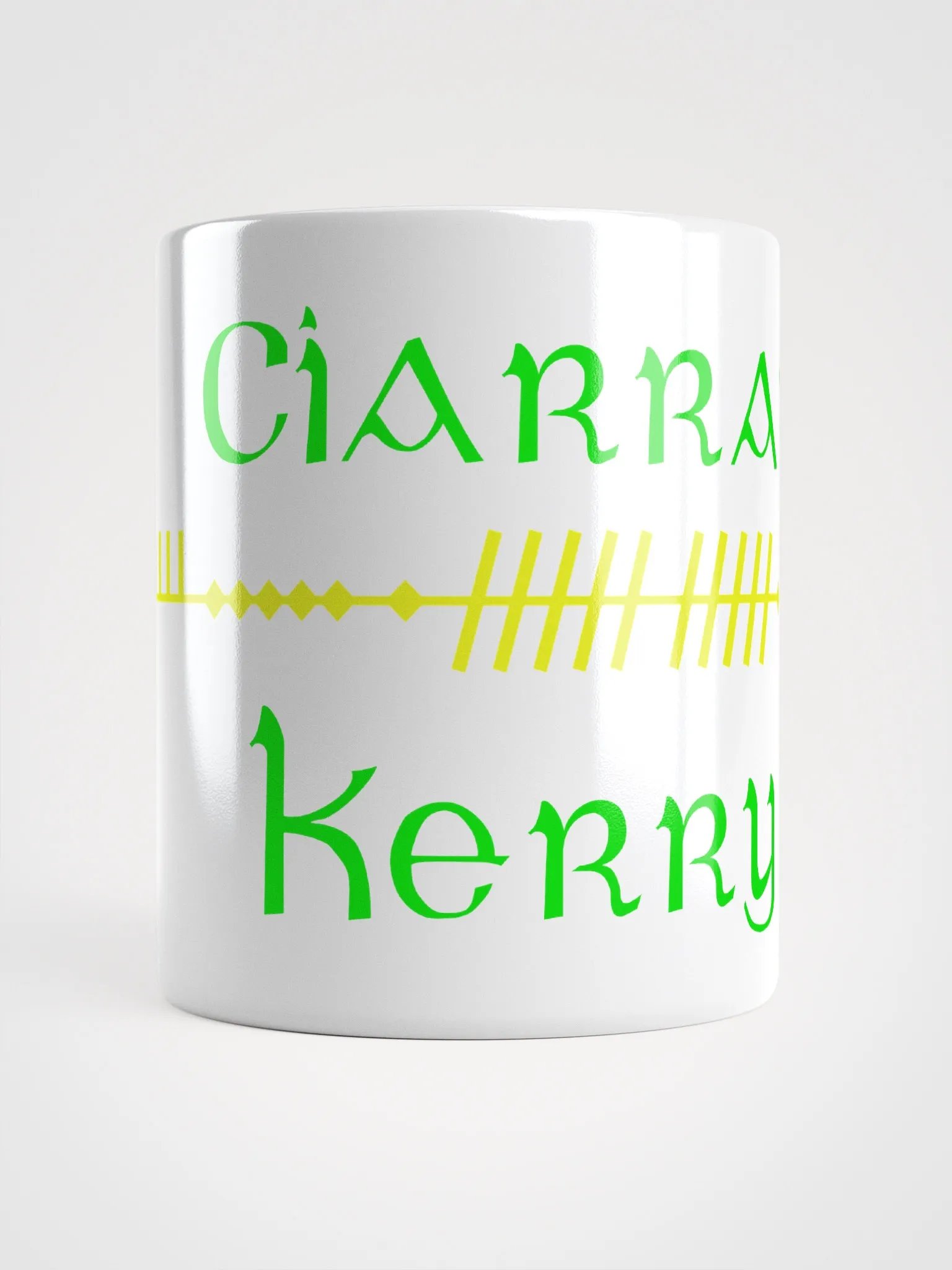 Kerry/Ciarraí. Scholastic style Ogham white Mug product image (1)