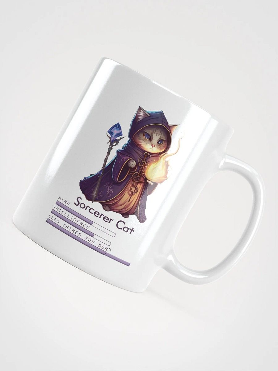 RPG Sorcerer Cat white ceramic mug 11oz 15oz 20oz for gamers and cat lovers product image (10)