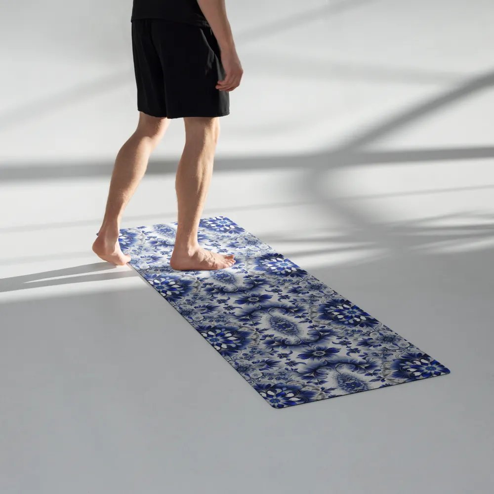 Yoga Mat with Intricate Blue and White Floral Pattern product image (7)