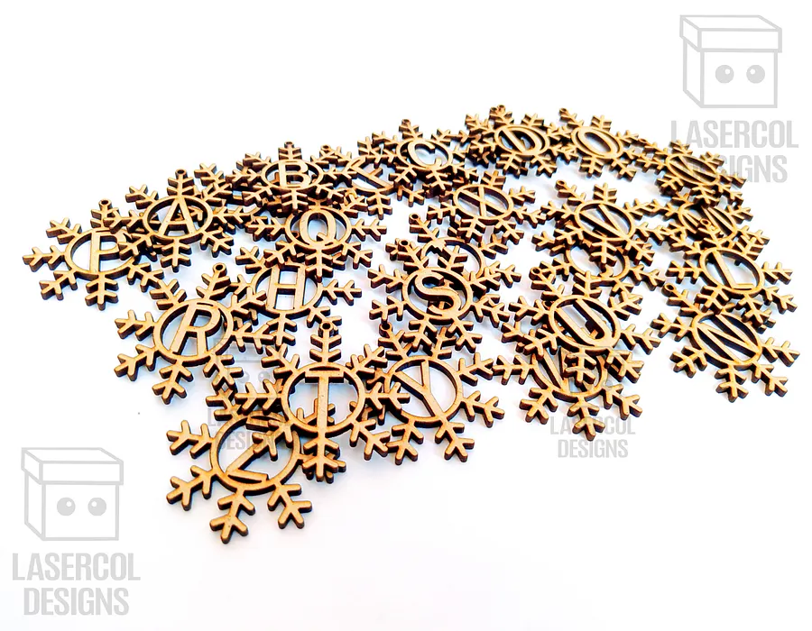 Monogram Snowflake Christmas Ornament - Laser Cut Files product image (10)