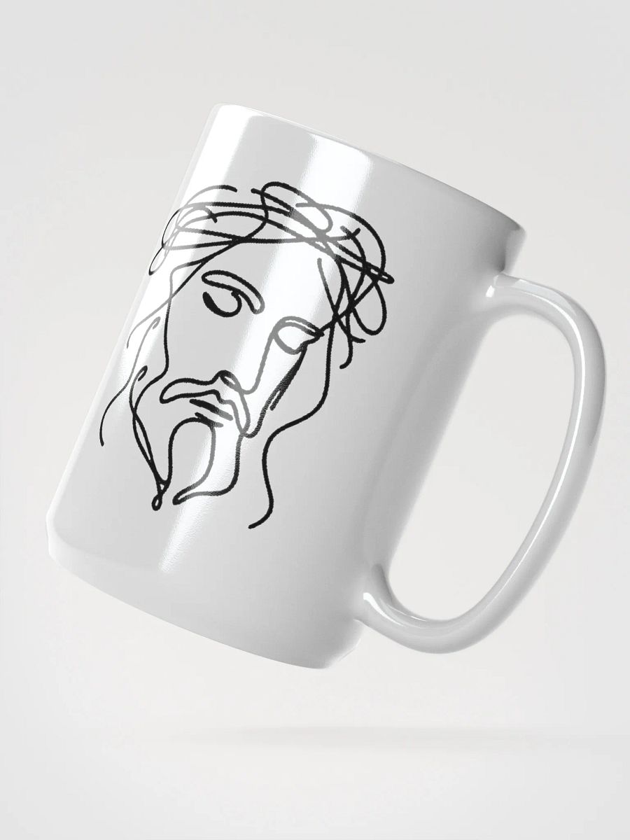 Jesus Line Art - Faith-Inspired White Glossy Mug product image (2)