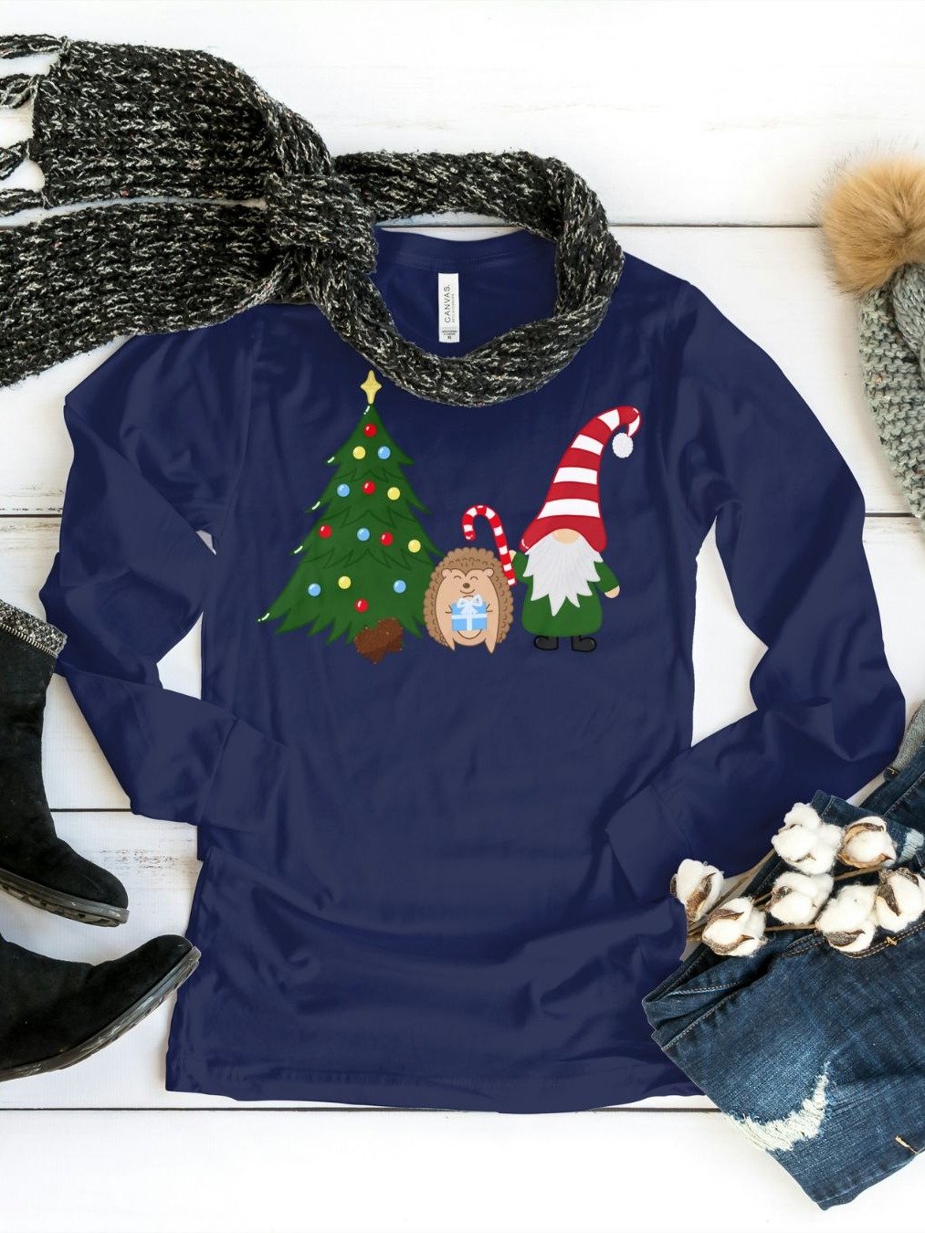 Christmas with my Gnomies Design Long Sleeve Tee product image (7)