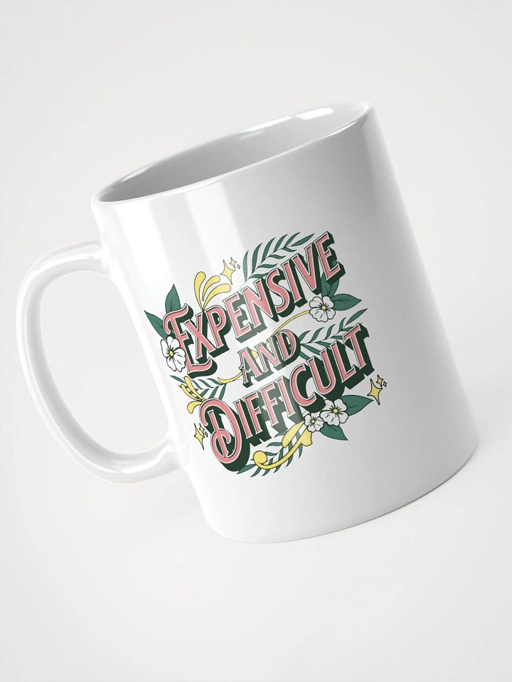 Expensive And Difficult Vintage Floral White Glossy Mug product image (2)