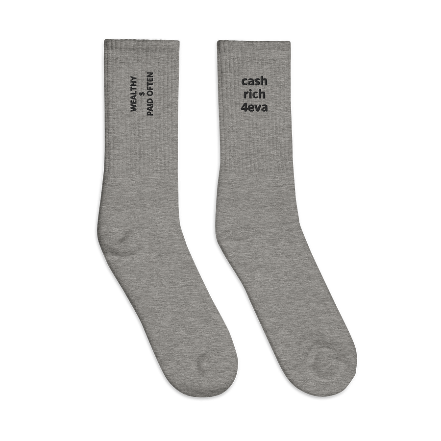 Black lettering WEALTHY $ PAID OFTEN Crew Socks product image (5)