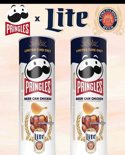 Beer can flavored Chicken Chips.... Who is with me?!? @pringles @millerlite
