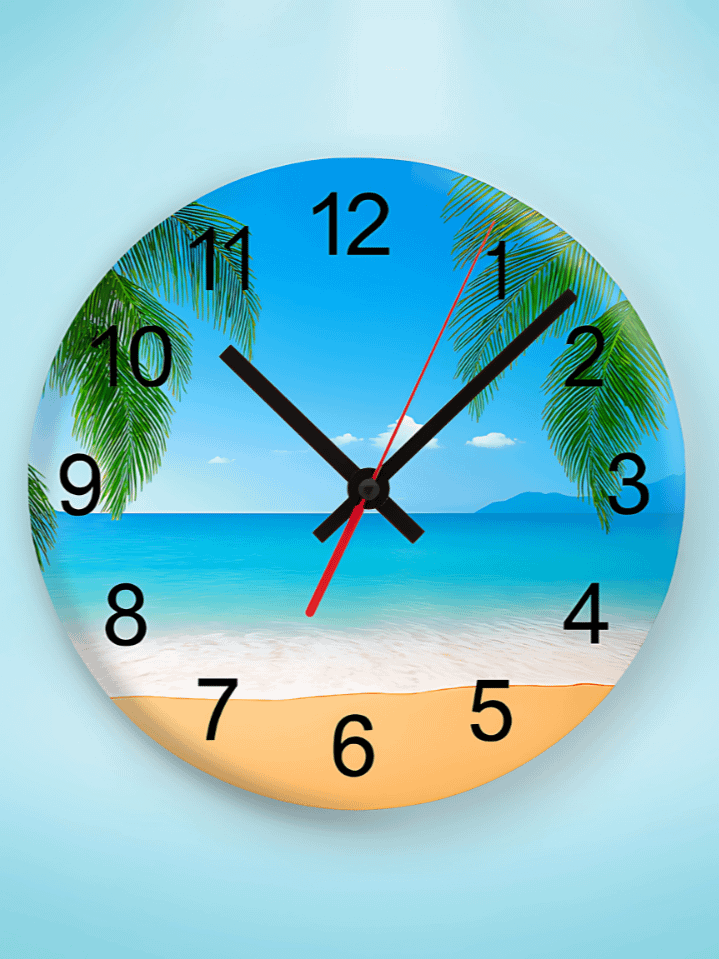 Tropical Summer Wall Clock Design – Palm Trees & Hawaiian Vibes for a Beachy Escape – Perfect for Sublimation – 300 DPI PNG – Instant Digital Download product image (1)
