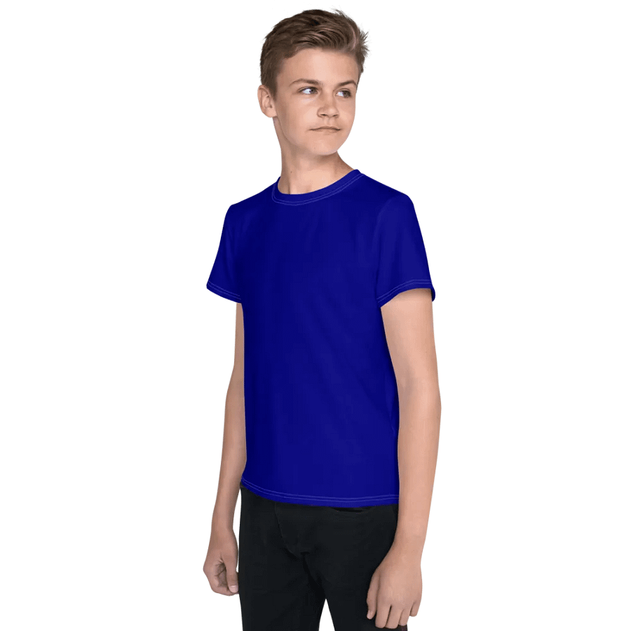 Youth Plain Color Navy Blue T-Shirt product image (3)