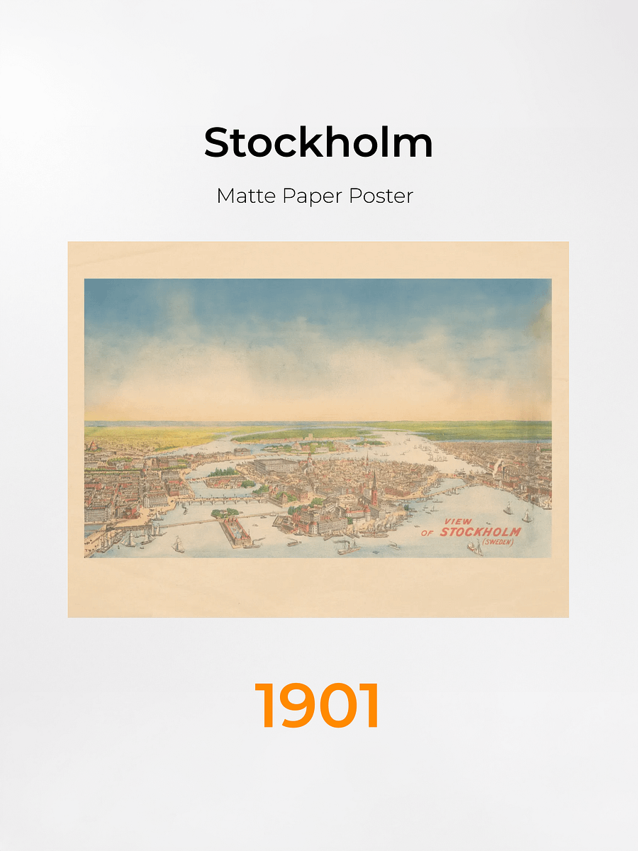 Stockholm 1901 Poster Print – Hand-Drawn Cityscape Print (Unframed) product image (6)
