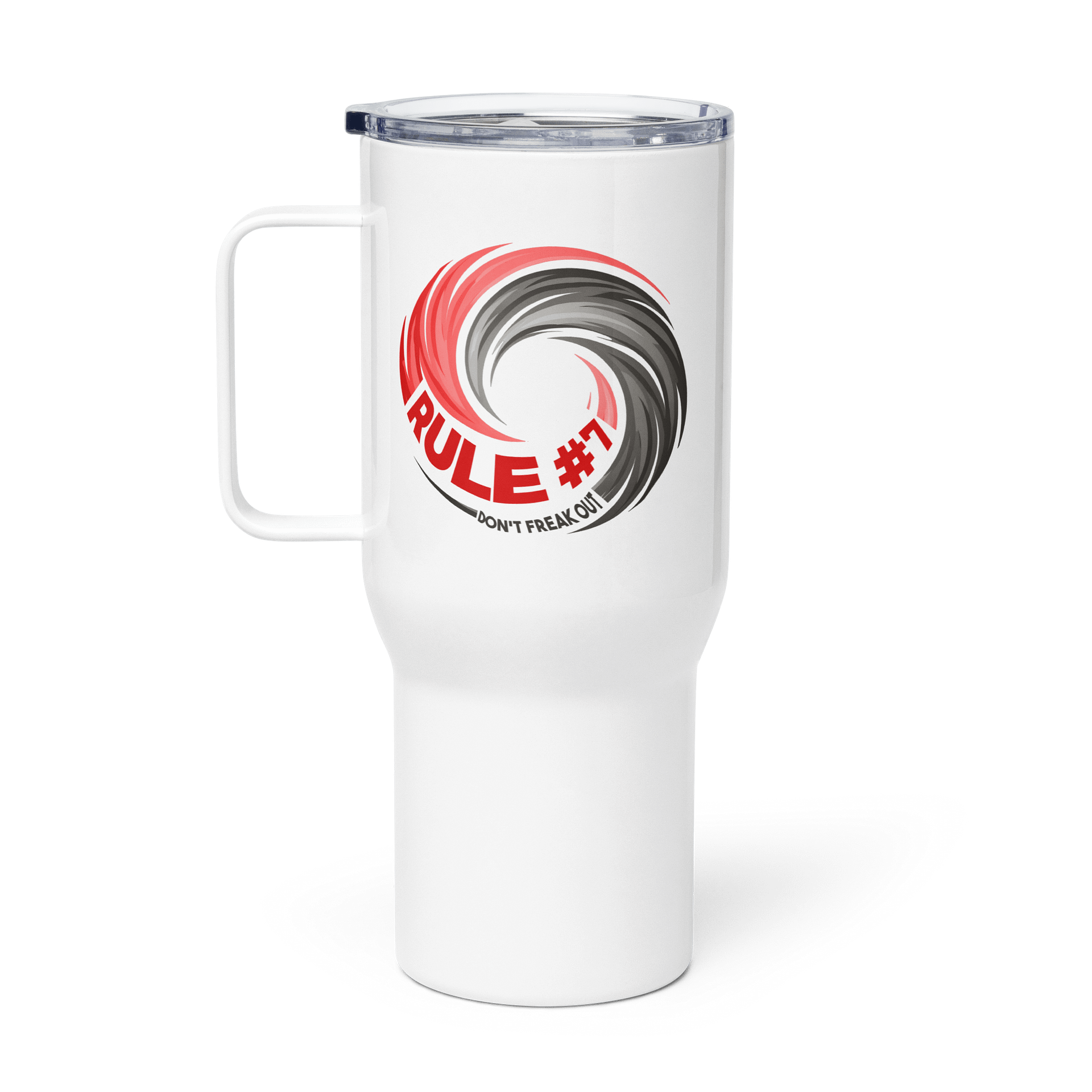 Rule #7 Stainless Steel Travel Mug Pewter and Red product image (1)