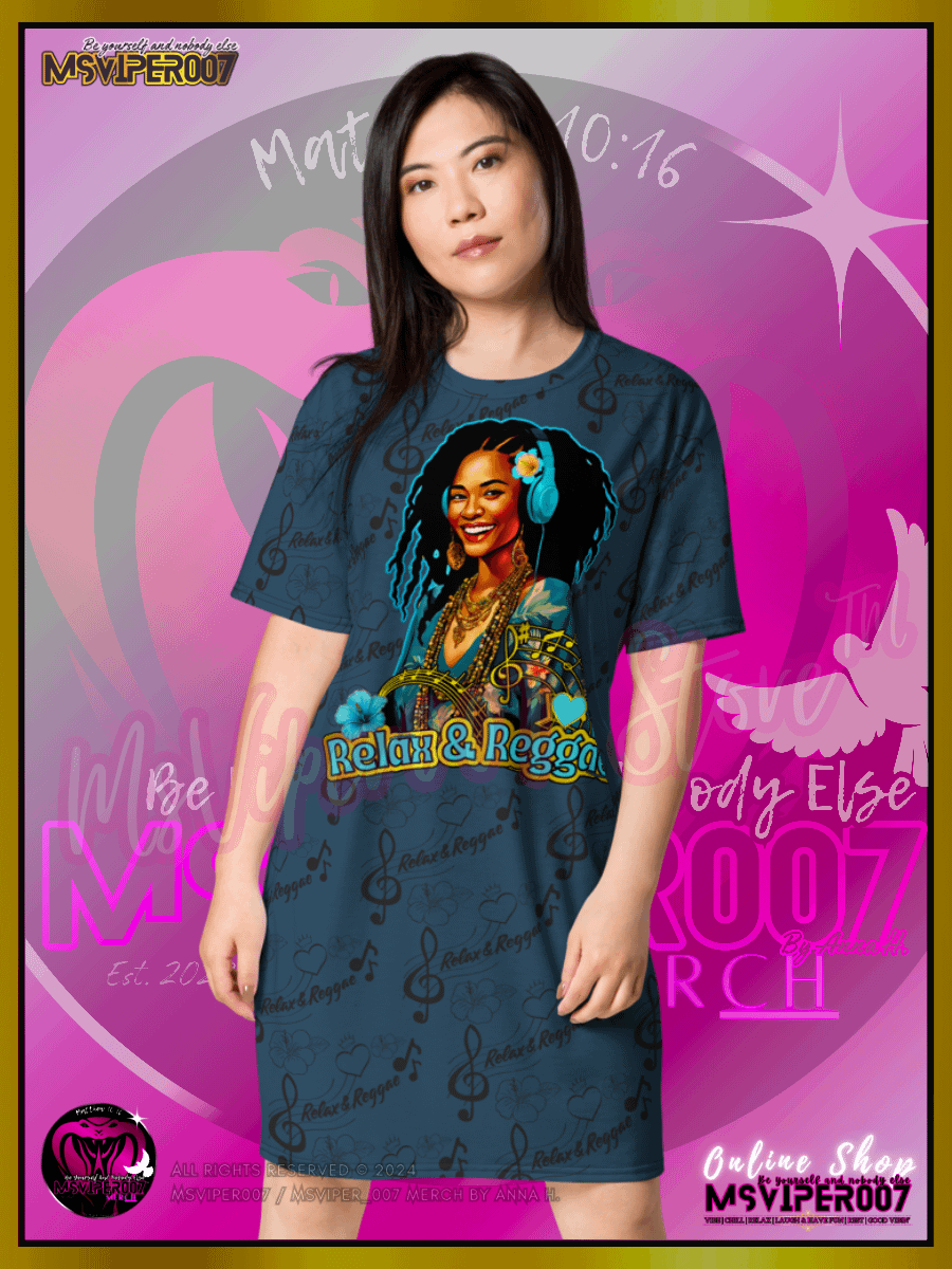 T-SHIRT DRESS - MSVIPER007'S "Relax & Reggae™ " (Deep Oasis/Tropics | V3 ) T-SHIRT DRESS BY ANNA H. product image (3)