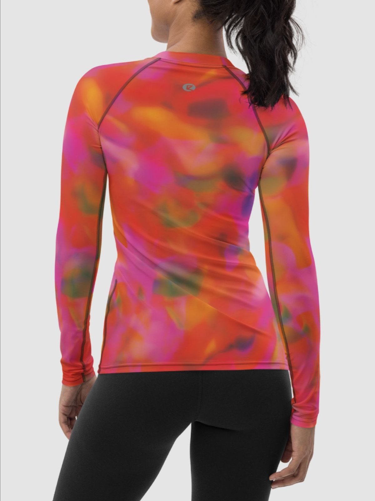 Printed Rash Guard "Trendy Vibrant Pink Orange Tie Dye" product image (4)