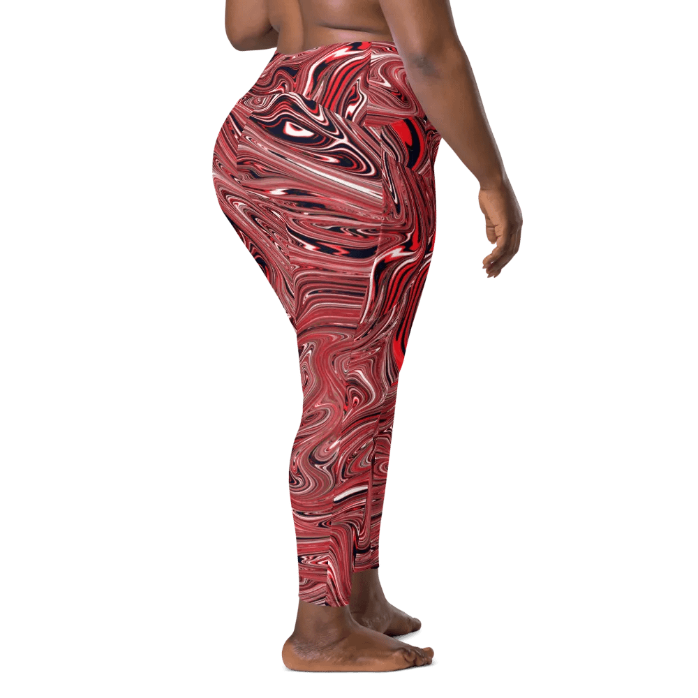 Leggings with Pockets - Brown, Black and White Fluid Swirls product image (10)